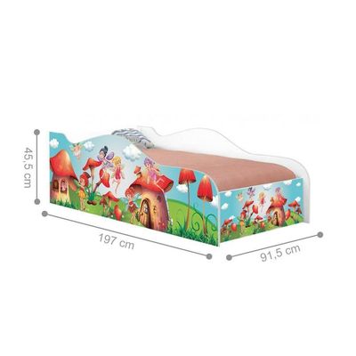 Cama Carro Fun Adesivada Fadinhas Meninas Solteiro
