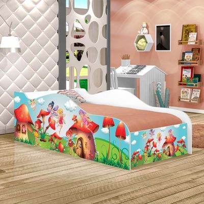 Cama Carro Fun Adesivada Fadinhas Meninas Solteiro