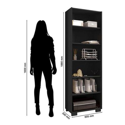 Kit 2 Gaveteiros Para Escritório Gávea Com Chave E 2 Livreiros Office Preto Fosco – Móveis Leão