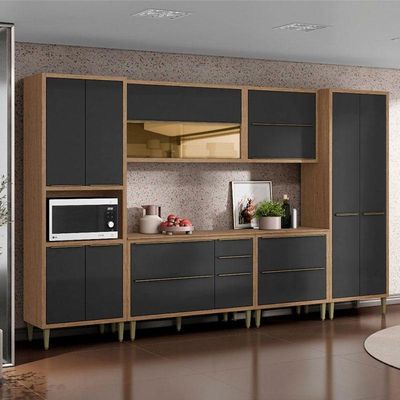 Cozinha Modulada Paola Composição 5 Carvalho Dakar Grafite - Aramóveis