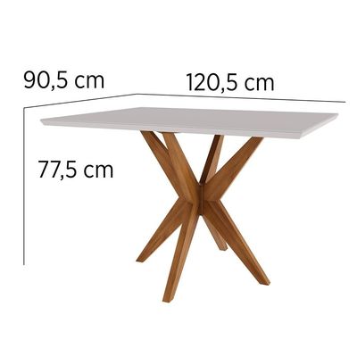 Mesa de Jantar Retangular Nesher Donna com 120 cm de Largura Branco