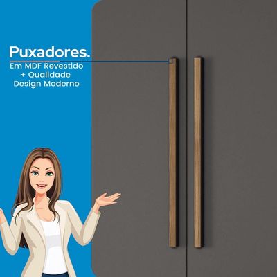 Guarda-Roupa Solteiro Santos Andirá Lapa com 2 Portas, 2 Gavetas e 3 Prateleiras 140cm de largura Jatobá com Grafite