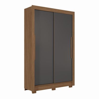Guarda-Roupa Solteiro Santos Andirá Lapa com 2 Portas, 2 Gavetas e 3 Prateleiras 140cm de largura Jatobá com Grafite