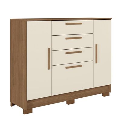 Cômoda Santos Andirá Pinhais com 2 Portas, 4 Gavetas, 1 Prateleira, 1 Cabideiro 130,2cm de largura Jatobá com Areia