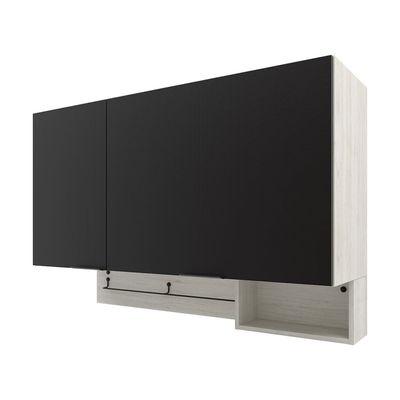 Armário Aéreo Bartira Rubi com 2 Portas, 2 Prateleiras 120cm Preto com Bege