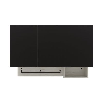Armário Aéreo Bartira Rubi com 2 Portas, 2 Prateleiras 120cm Preto com Bege