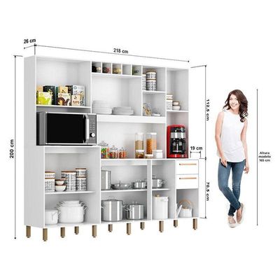 Kit Cozinha Compacta Petra Branco Cinamomo - Valdemóveis