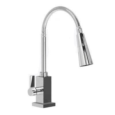 Torneira Gourmet De Cozinha Bancada Metal Flexível Quadrada 1-4 De Volta