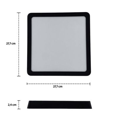 Kit 2 Painel Led 27,7x27,7 Quadrado Preto Sobrepor 24w 6500k Foxlux