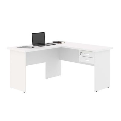 Mesa Em L Com Gaveteiro Carper Branco