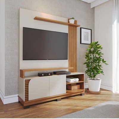 Estante Home Theater Jurerê 1.5 Off White Matte Freijó – Colibri