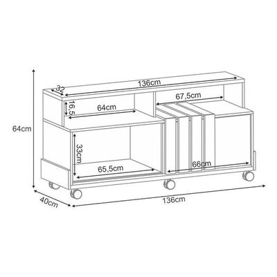 Rack Bancada Graci 1.3 Com Aparador Vivant Castanho Off White – Hb Móveis