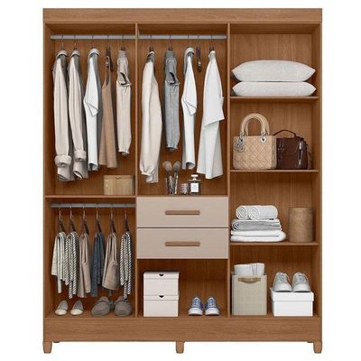 Guarda Roupa Solteiro Ambiente Malta 7 Portas Carvalho Fendi Com Espelho - Moval