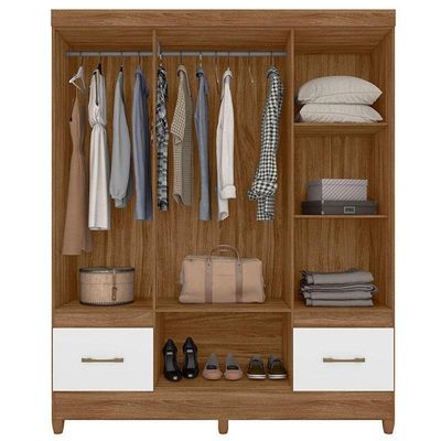 Guarda Roupa Casal Ambiente Ms912 6 Portas Naturale Branco - Moval