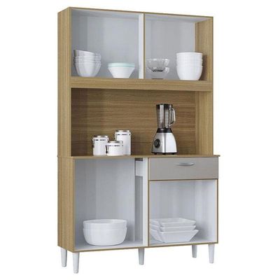 Cozinha Kit Cassia 8 Portas Damasco Ripado Off White- Poquema