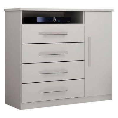 Cômoda Diamante 4 Gavetas 1 Porta Branco ? Leifer Móveis