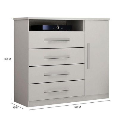 Cômoda Diamante 4 Gavetas 1 Porta Branco ? Leifer Móveis