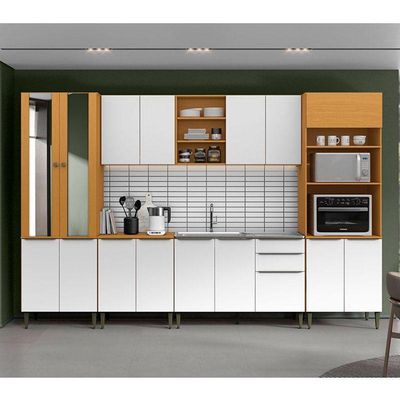 Cozinha Modulada Luana Composição 3 Cinamomo Branco - Aramóveis