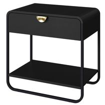 Mesa De Cabeceira 1 Gaveta Organica 60 Cm 28061 Artesano Nero Preto