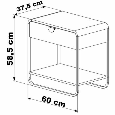 Kit 02 Mesas De Cabeceira 1 Gaveta Organica 60 Cm 28061 Artesano Nero Preto