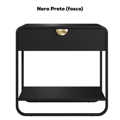 Kit 02 Mesas De Cabeceira 1 Gaveta Organica 60 Cm 28061 Artesano Nero Preto