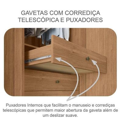 Guarda Roupa Casal Medelim 3 Portas 6 Gavetas Cumaru 25 Fendi Com Espelho – Novo Horizonte