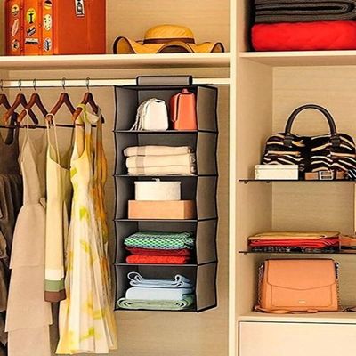 Organizador Multiuso Para Sapatos Roupas E Acessorios Com 5 Prateleiras E Cabideiro Para Closet Guarda Roupa E Armario