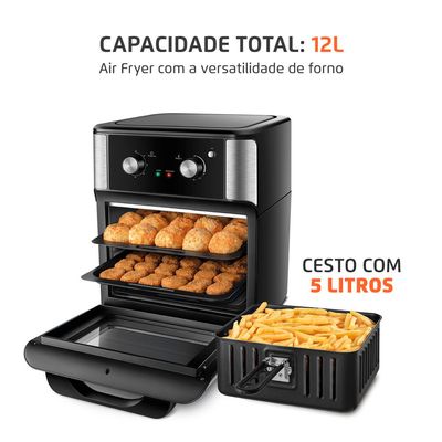 Fritadeira Air Fryer Forno Oven 12L Mondial Preto 2000W - AFON-12L-AB 127V