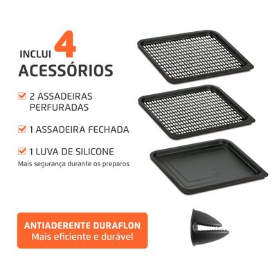 Fritadeira Air Fryer Forno Oven 12L Mondial Preto 2000W - AFON-12L-AB 127V