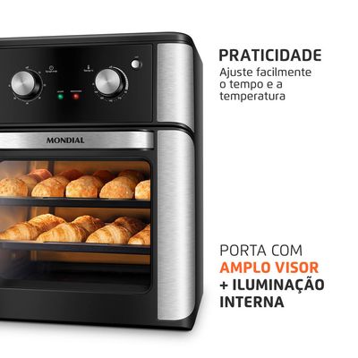 Fritadeira Air Fryer Forno Oven 12L Mondial Preto 2000W - AFON-12L-AB 127V