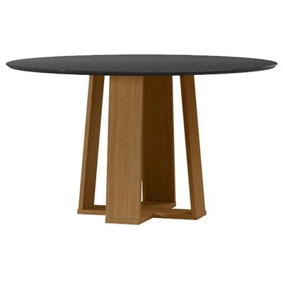 Mesa De Jantar Isabela 135x135 Cm Com Vidro Ype Preto – New Ceval