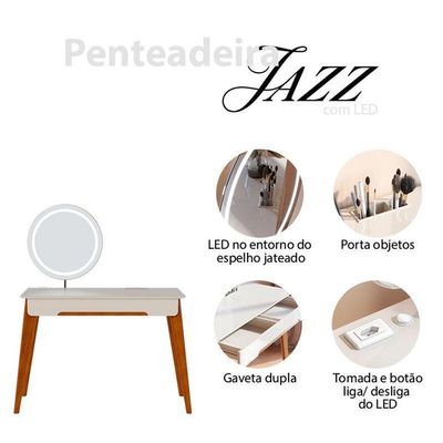 Penteadeira Ambiente Jazz Off White Com Led - Imcal