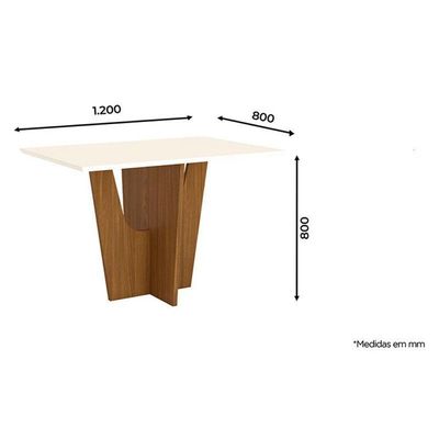 Mesa De Jantar Danielly 120 Cm Tampo Reto Nature Off White – Henn