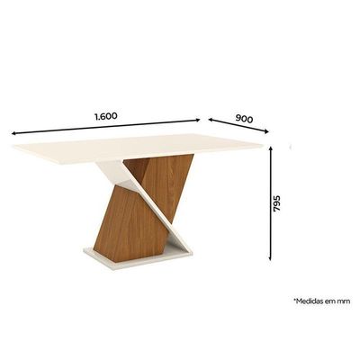 Mesa De Jantar Fiorella 160 Cm Tampo Reto Nature Off White – Henn