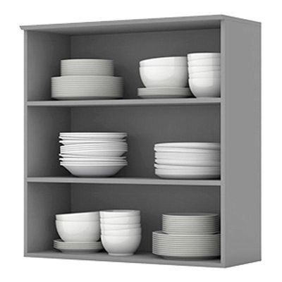 Armário Aéreo 2 Portas De Vidro 80 Cm Americana Cinza – Henn
