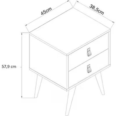 Mesa de Cabeceira Amber com 2 Gavetas Genialflex Savana com Alecrim