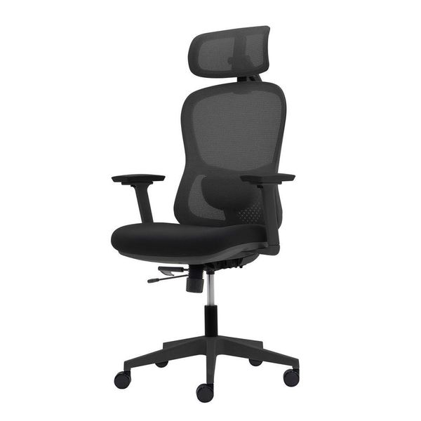 Cadeira Ergonômica NR 17 Presidente Prime Encosto Mesh Apoio De Cabeça E Braços Ajustáveis Preta