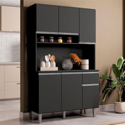 Armário Cozinha Millan Preto 6 Portas