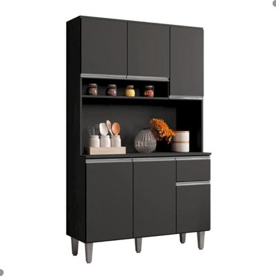 Armário Cozinha Millan Preto 6 Portas