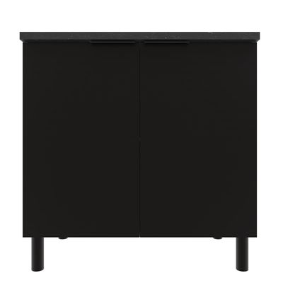 Balcão Duplo Bartira Rubi com 2 Portas, 1 Prateleira e 80,1cm de Largura Preto com Bege
