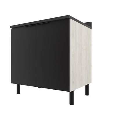Balcão Duplo Bartira Rubi com 2 Portas, 1 Prateleira e 80,1cm de Largura Preto com Bege