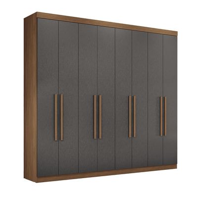 Guarda-Roupa Casal Santos Andirá Master New com 8 Portas, 4 Gavetas e 10 Prateleiras 238,8cm de largura Jatobá com Grafite