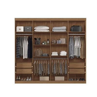 Guarda-Roupa Casal Santos Andirá Master New com 8 Portas, 4 Gavetas e 10 Prateleiras 238,8cm de largura Jatobá com Grafite