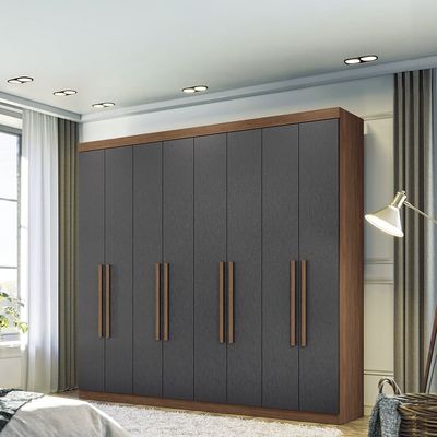 Guarda-Roupa Casal Santos Andirá Master New com 8 Portas, 4 Gavetas e 10 Prateleiras 238,8cm de largura Jatobá com Grafite