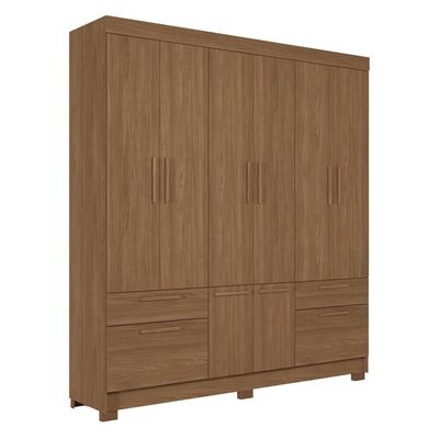 Guarda-Roupa Casal Santos Andirá Curitiba com 8 Portas, 4 Gavetas e 5 Prateleiras 194,4cm de largura Jatobá