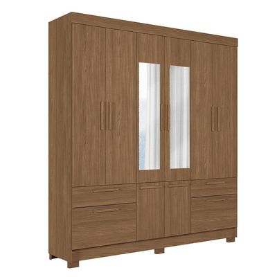 Guarda-Roupa Casal Santos Andirá Curitiba com 8 Portas, 4 Gavetas e 5 Prateleiras 194,4cm de largura Jatobá