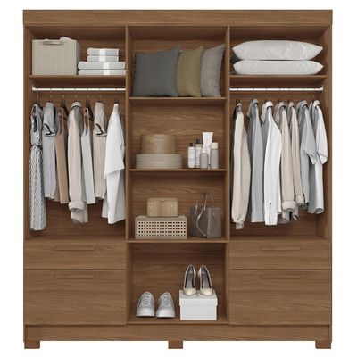 Guarda-Roupa Casal Santos Andirá Curitiba com 8 Portas, 4 Gavetas e 5 Prateleiras 194,4cm de largura Jatobá