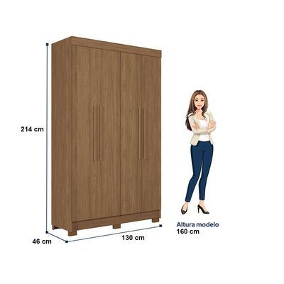Guarda-Roupa Solteiro Santos Andirá Sarandi com 4 Portas, 2 Gavetas e 4 Prateleiras 130cm de largura Jatobá