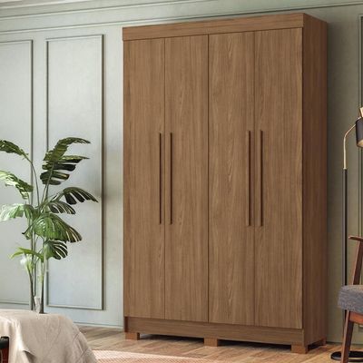 Guarda-Roupa Solteiro Santos Andirá Sarandi com 4 Portas, 2 Gavetas e 4 Prateleiras 130cm de largura Jatobá