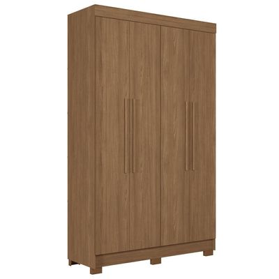Guarda-Roupa Solteiro Santos Andirá Sarandi com 4 Portas, 2 Gavetas e 4 Prateleiras 130cm de largura Jatobá